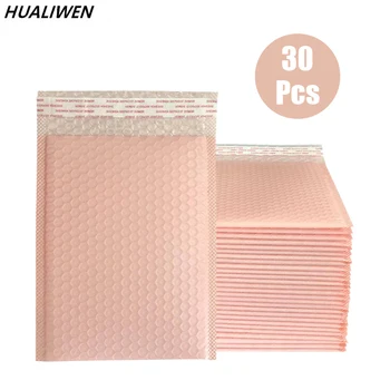 30 шт., розовые поли-пузырьковые почтовые конверты, мягкие конверты, объемная упаковка с пузырчатой подкладкой, полимерные почтовые пакеты для доставки, упаковка Maile Self Seal