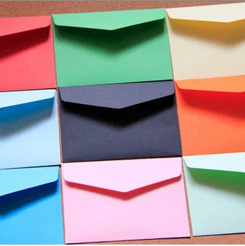 5 шт./лот Мини-конверты ярких цветов, Многофункциональный бумажный конверт для писем, Бумажные открытки, школьные материалы