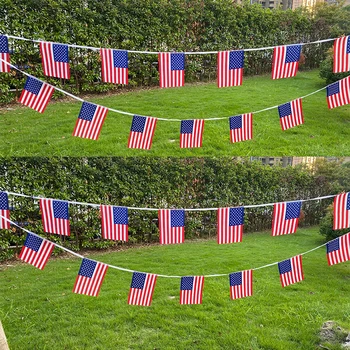 Aerlxemrbrae 6 м 20 шт./компл. 14 см x 21 см Струна американского Флага Америка, США, Баннер с Овсянкой, маленькие струнные флаги США