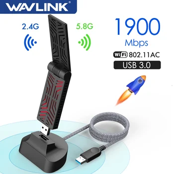 Wavlink AX1800/AC1900 Двухдиапазонный USB 3,0 WiFi Адаптер 5 ГГц WiFi 6 (802.11ax) Беспроводная сетевая карта Антенна с высоким коэффициентом усиления USB Адаптер