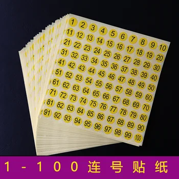 диаметр 15 листов 10 мм Желтая Бумага Самоклеящиеся Наклейки От 1 до 100 Этикеток для одежды Бирки Украшения для дома, школы, офиса