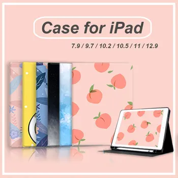 Для iPad case 2022 Pro 11 Чехол 9-го поколения 10,2 2018 Air 4 5 10,9 10th Mini 5 4 Кожаный Прозрачный Чехол Funda Держатель для Карандашей