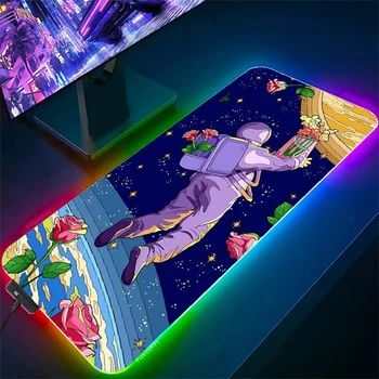 Иллюстрация астронавта коврик для мыши RGB Панда большой игровой коврик для мыши геймер резиновый нескользящий коврик для компьютерного стола игровые коврики для мыши подсветка