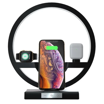 Новые поступления Настольная лампа 3 в 1 N38 Беспроводное Зарядное Устройство для iphone для Apple watch airpods наушники Светодиодный Ночник qi Зарядное устройство для телефона