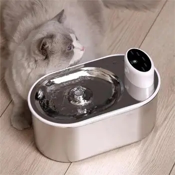 Новый диспенсер для воды для домашних животных из нержавеющей стали 3Л, беспроводная бесшумная поилка с напоминанием о нехватке воды