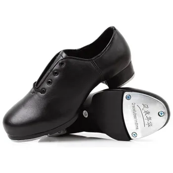 Обувь для чечетки из натуральной кожи для взрослых, мужская женская обувь, спортивная кожаная обувь с мягкой подошвой, Ударопрочная алюминиевая пластина, черная обувь
