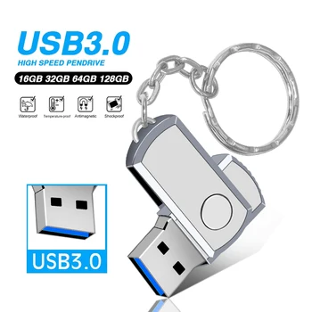 Флеш-накопитель из нержавеющей Стали USB 3,0 128 ГБ USB Флэш-накопитель флешка 8 ГБ 16 ГБ 32 ГБ 64 ГБ Флешка USB-Накопитель с брелком Флэш-накопитель