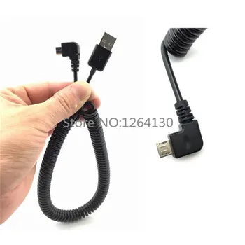 Штекер Micro usb 90 градусов под прямым углом к USB 2.0 Штекерному пружинному выдвижному эластичному кабелю для синхронизации данных Samsung HTC LG